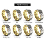 font options for inside engraving on gold & silver monstera leaf rings