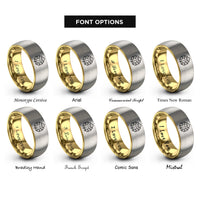 font options for inside engraving on gold & silver monstera leaf rings