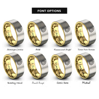 font options for inside engraving on gold & silver monstera leaf rings