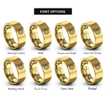 font options for inside engraving on gold monstera leaf rings