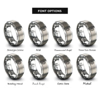 font options for inside engraving on grey monstera leaf rings