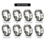 font options for inside engraving on grey monstera leaf rings