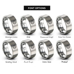 font options for inside engraving on gray monstera leaf rings
