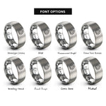 font options for inside engraving on silver monstera leaf rings