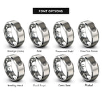 font options for inside engraving on gray monstera leaf rings