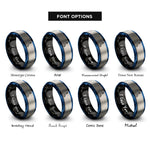 font options for inside engraving on black & blue & gray montauk point lighthouse rings