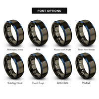 font options for inside engraving on gunmetal & blue montauk point lighthouse rings