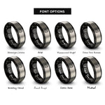 font options for inside engraving on black & grey moon bats rings