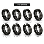 font options for inside engraving on black & grey moon bats rings