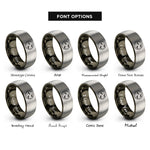 font options for inside engraving on gunmetal & gray moon bats rings