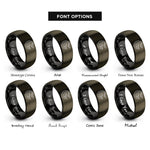 font options for inside engraving on gunmetal & black moon bats pattern rings