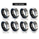 font options for inside engraving on black & blue & grey moon rings