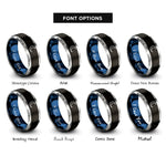 font options for inside engraving on black & blue & gray moon rings