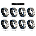 font options for inside engraving on black & blue & silver moon rings