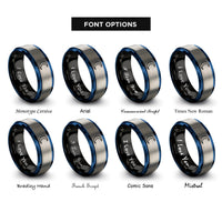 font options for inside engraving on black & blue & gray moon rings
