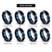 font options for inside engraving on blue & gray moon rings