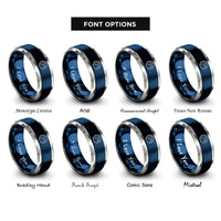 font options for inside engraving on blue & grey moon rings