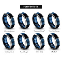 font options for inside engraving on blue & silver moon rings