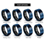 font options for inside engraving on black & blue moon boot print rings