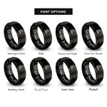 font options for inside engraving on black moon boot print rings
