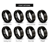 font options for inside engraving on black moon boot print rings
