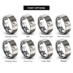 font options for inside engraving on silver moon rings