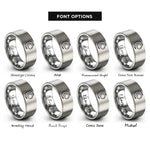 font options for inside engraving on silver moon rings