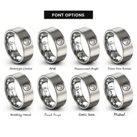 font options for inside engraving on silver moon rings