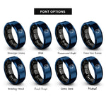 font options for inside engraving on black & blue moon halo star rings