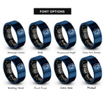 font options for inside engraving on black & blue moon halo star rings