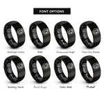 font options for inside engraving on black moon halo star rings