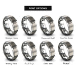 font options for inside engraving on silver moon heart rings
