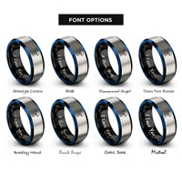 font options for inside engraving on black & blue & gray moon jelly rings