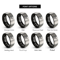 font options for inside engraving on black & gray moon jelly rings