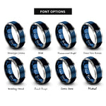 font options for inside engraving on blue & silver moon lander flag rings