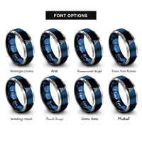 font options for inside engraving on blue & silver moon lander flag rings