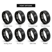 font options for inside engraving on black moon minaret star rings