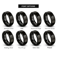font options for inside engraving on black moon minaret star rings