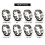 font options for inside engraving on silver moon minaret star rings