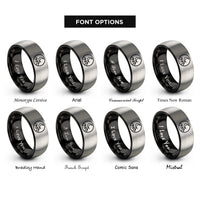 font options for inside engraving on black & grey moon mountains rings