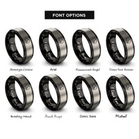 font options for inside engraving on black & grey moon mountains rings