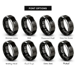 font options for inside engraving on black & gray moon mountains rings