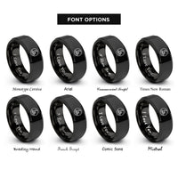 font options for inside engraving on black moon mountains rings