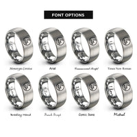 font options for inside engraving on gray moon mountains rings