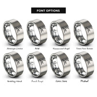 font options for inside engraving on grey moon mountains rings