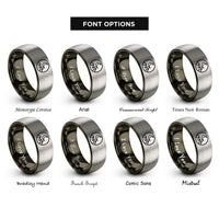 font options for inside engraving on gunmetal & gray moon mountains rings