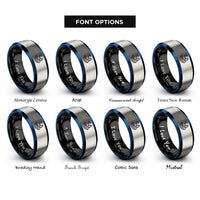 font options for inside engraving on black & blue & grey moon reflection rings