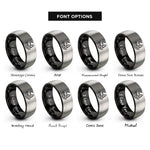 font options for inside engraving on black & grey moon reflection rings