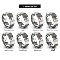 font options for inside engraving on gray moon reflection rings
