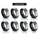 font options for inside engraving on black & blue & silver moon waves rings